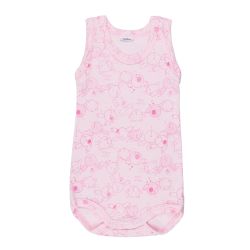Petit Bateau. Rosa body uden ærmer - med print