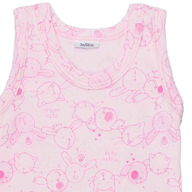 Petit Bateau. Rosa body uden ærmer - med print, udsnit