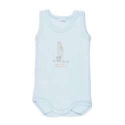 Petit Bateau. Lyseblå body uden ærmer - Vaskemus på printet