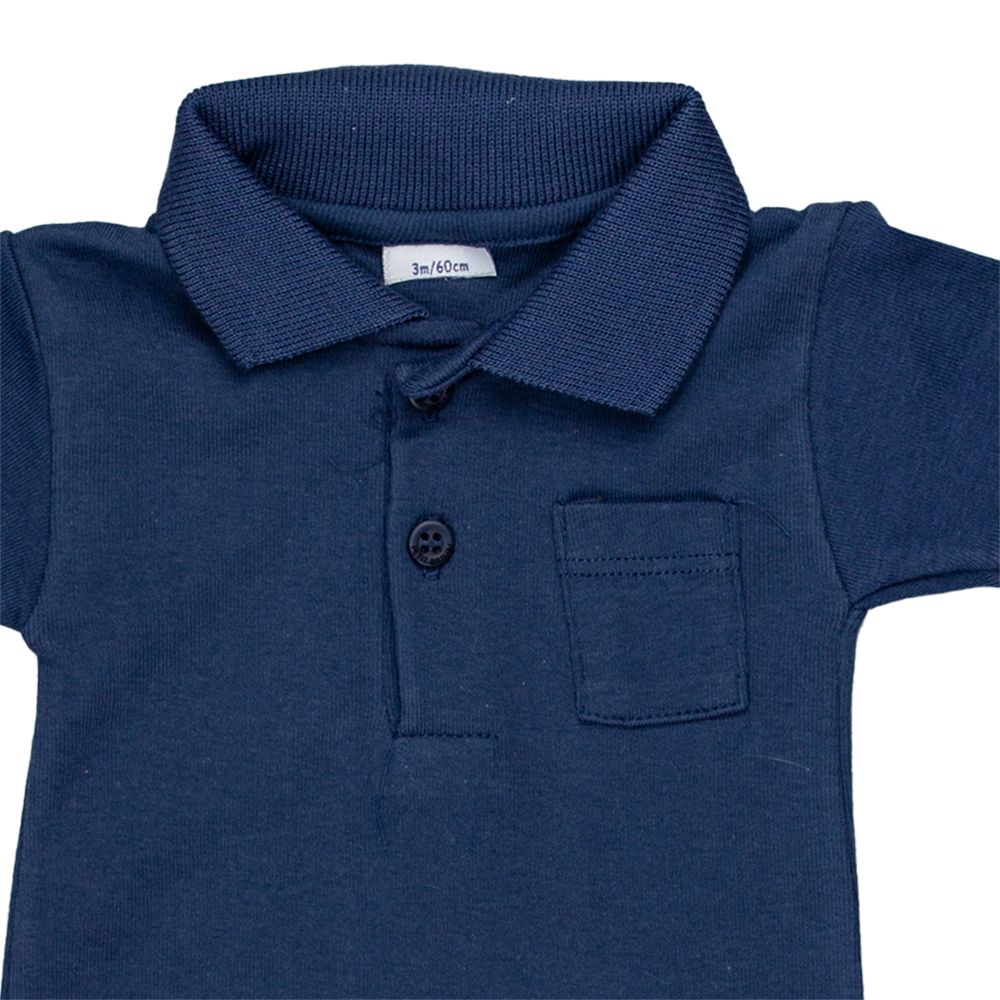 Petit Bateau. Kortærmet marineblå polobody, udsnit