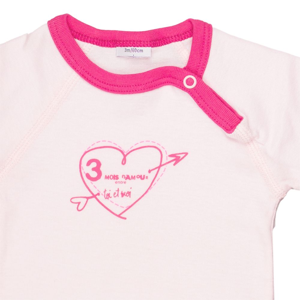 Petit Bateau. Lyserød body med hjerteprint, 3 mdr