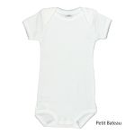 Petit Bateau. Kortærmet hvid body med blondekanter