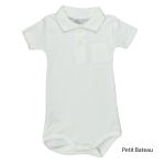 Petit Bateau. Kortærmet hvid polobody med brystlomme