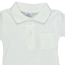Petit Bateau. Kortærmet hvid body med polokrave, udsnit