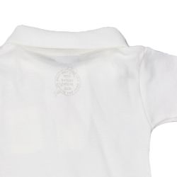 Petit Bateau. Kortærmet hvid body med polokrave, udsnit, bag