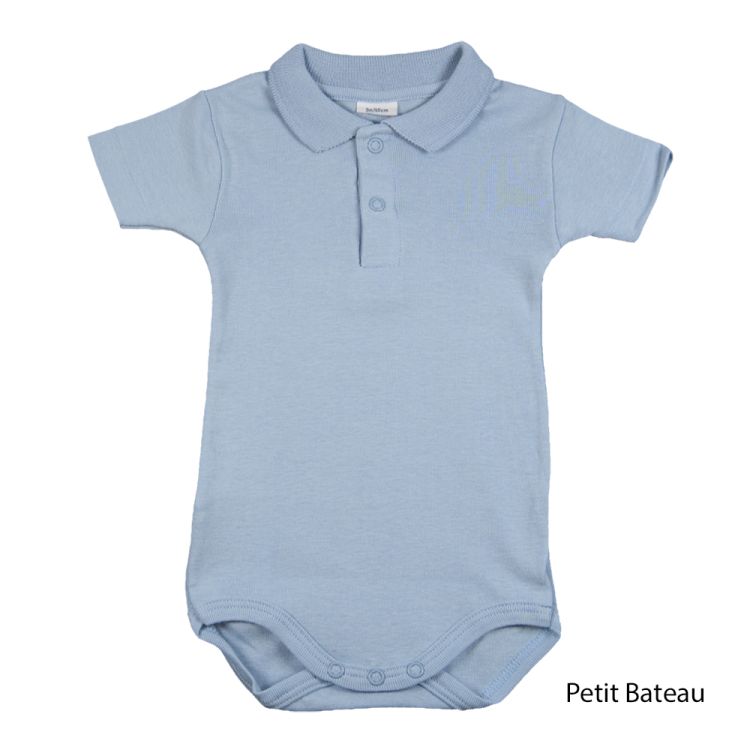 Petit Bateau. Kortærmet lyseblå body med polokrave