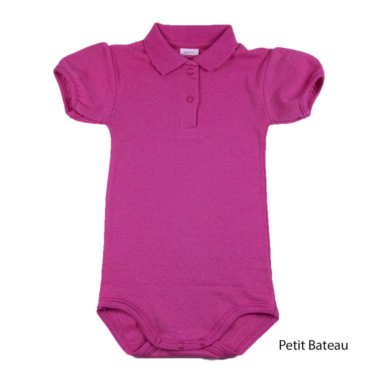 Petit Bateau. Body med polokrave, cheriserød