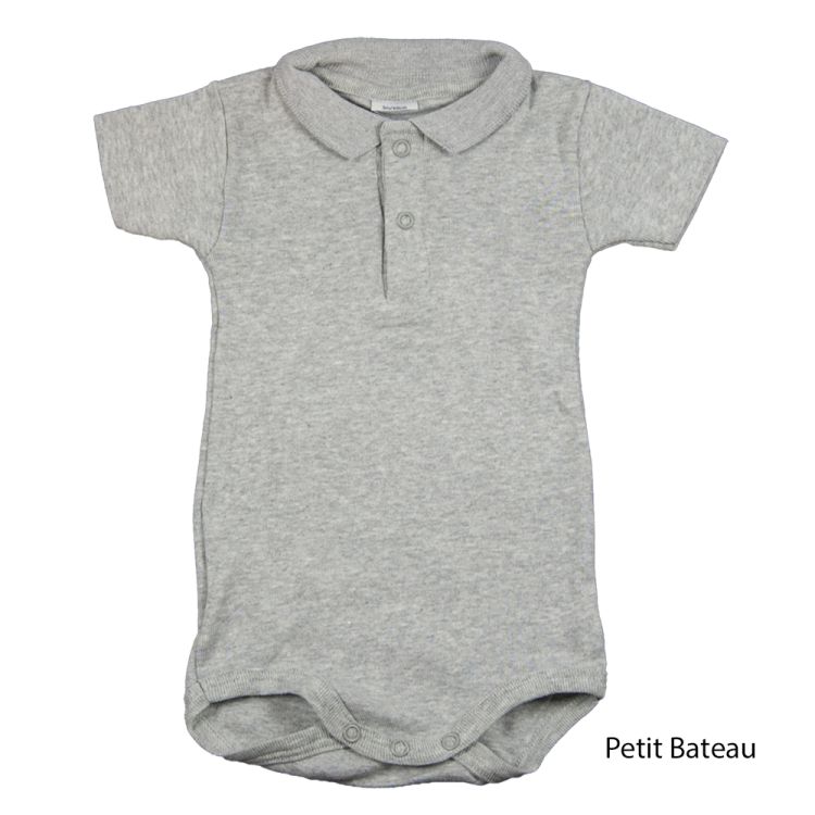 Petit Bateau. Kortærmet grå body med polokrave