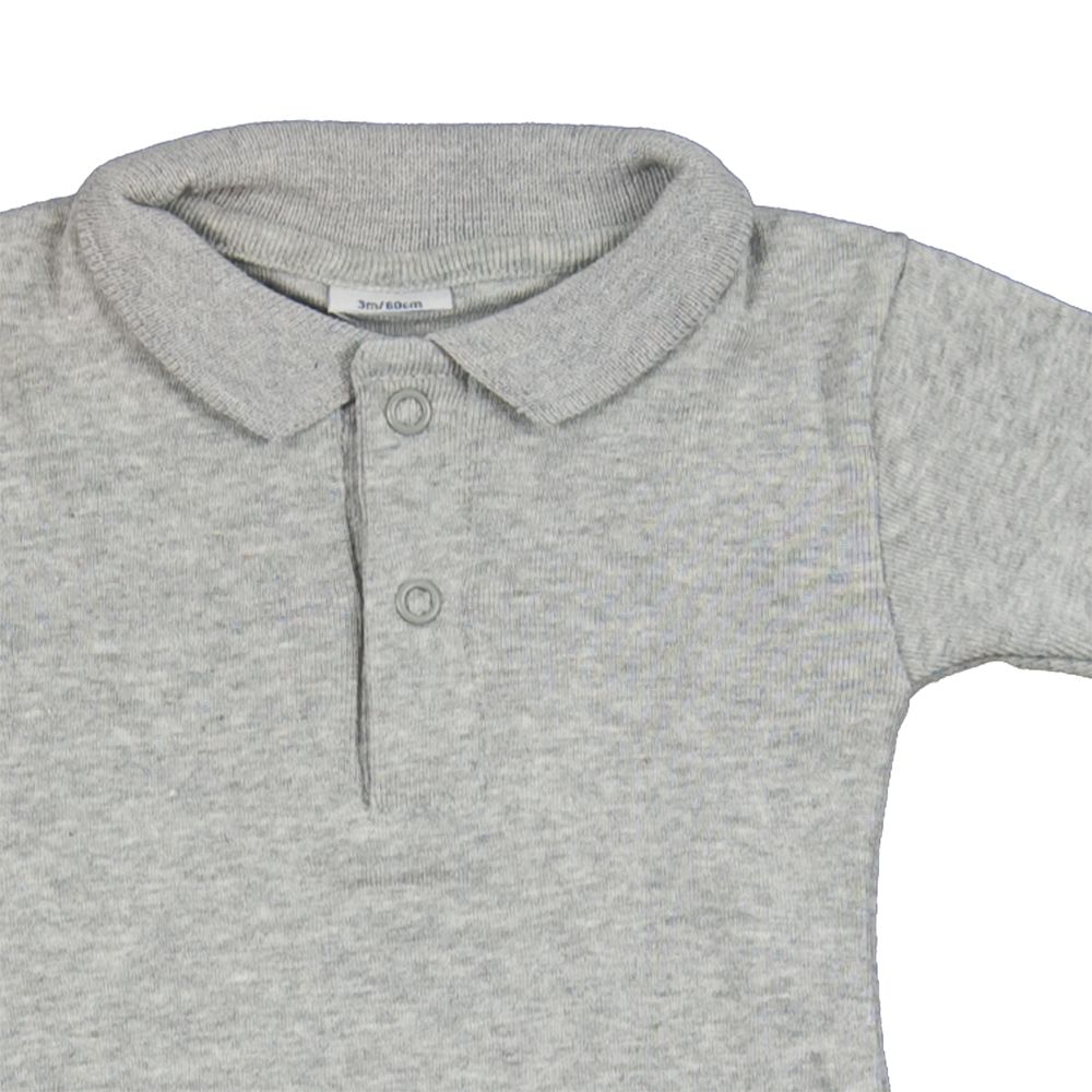 Petit Bateau. Kortærmet grå polobody, udsnit