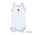 Petit Bateau. Hvid body med stropper i lyseblåt