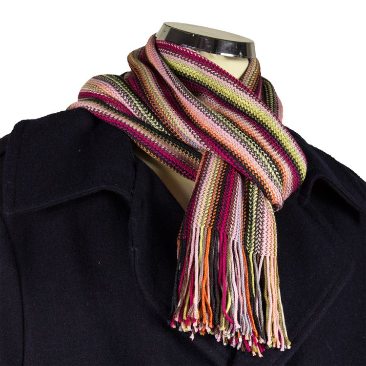 Herretørklæde rød multistribet i silke