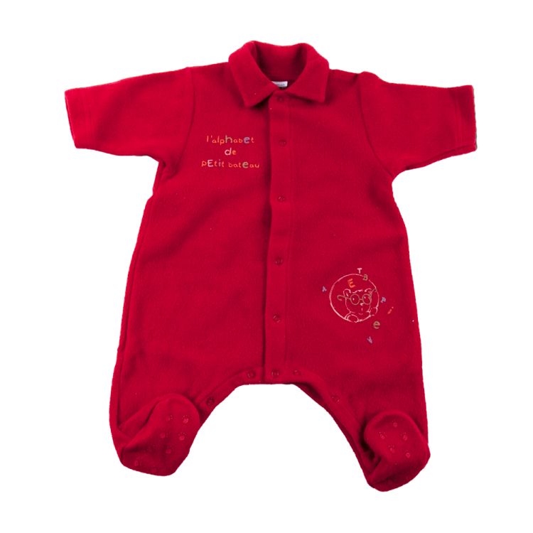 Petit Bateau. Rød fleece sparkedragt 