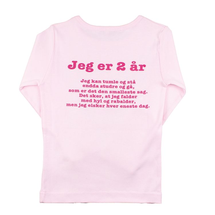 Fødselsdagsbluse, pige 2 år med vers printet bag