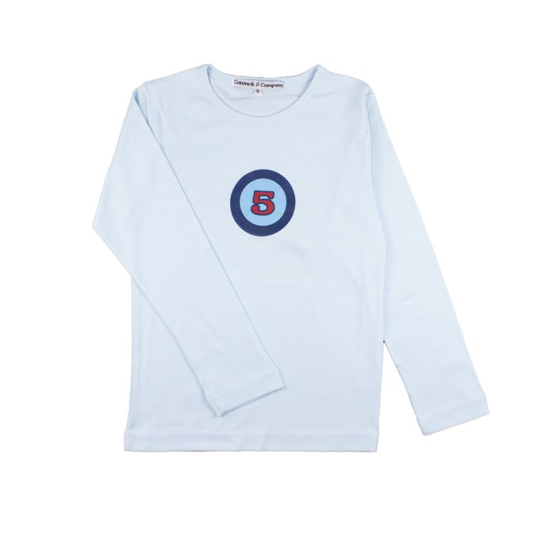 Fødselsdagsbluse 5 år, dreng. Alder printet foran 