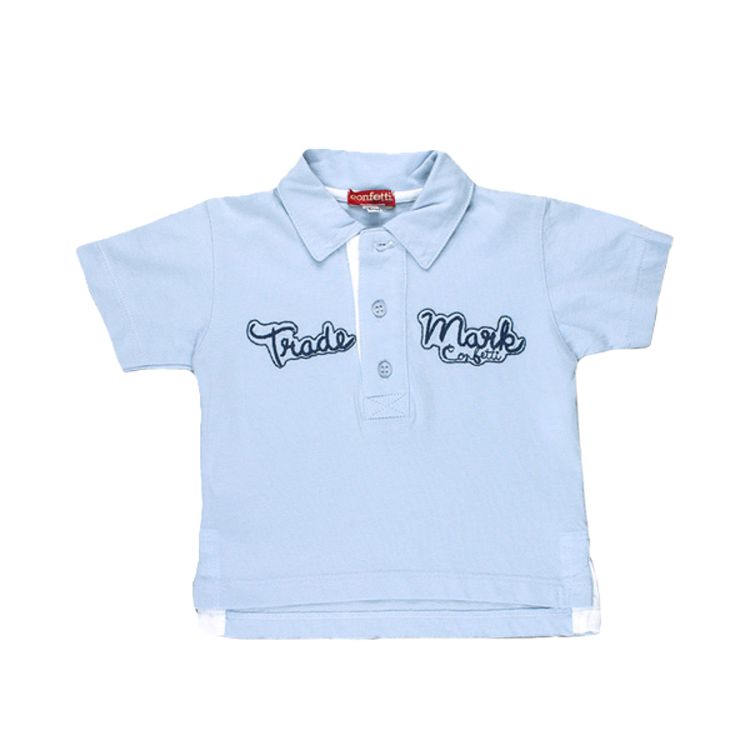 Confetti by Absorba. Lyseblå baby polo bluse med print foran.