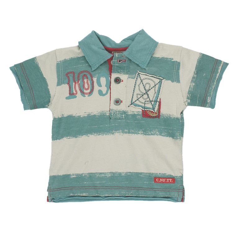 Confetti by Absorba. Polo bluse i sand og petrol