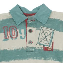 Confetti by Absorba. Polo bluse i sand og petrol, Udsnit