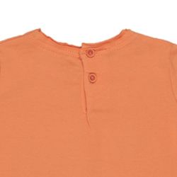 Confetti by Absorba. Orange baby bluse med rå kanter, udsnit bag