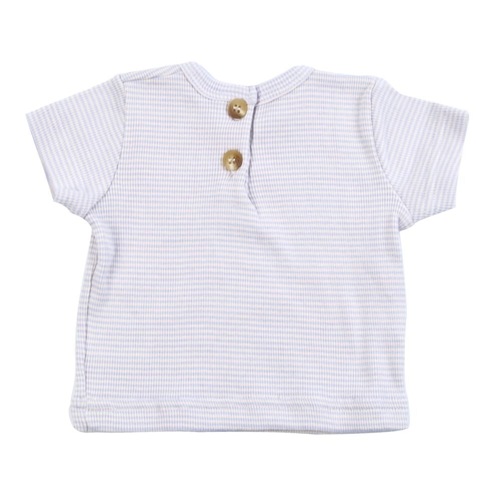 Petit Bateau. Bluse stribet  i lyslilla og gul, bag