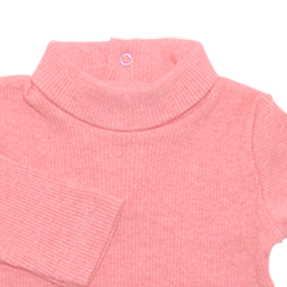 Petit Bateau. Lys orange rib bluse med lille rullekrave udsnit