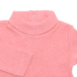 Petit Bateau. Lys orange rib bluse med lille rullekrave udsnit