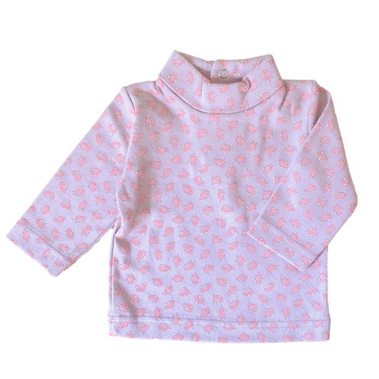 Petit Bateau. Lys grå bluse med lille rullekrave