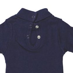 Petit Bateau. Marineblå langærmet body med lille rullekrave, udsnit bag