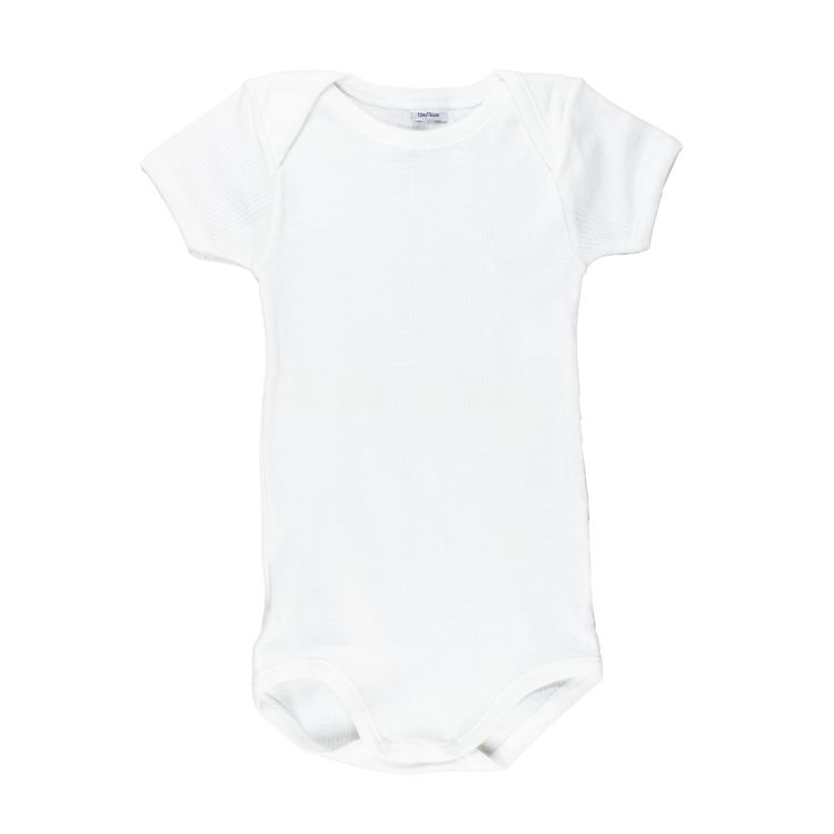 Petit Bateau. Kortærmet hvid body i let rib
