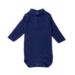 Petit Bateau. Marineblå langærmet body med lille rullekrave