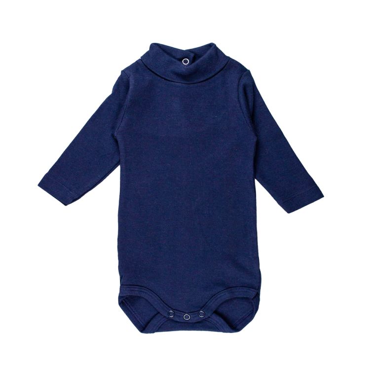 Petit Bateau. Marineblå langærmet body med lille rullekrave