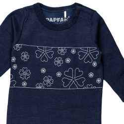 Papfar. Navy heldragt med lange ærmer i merinould og bomuld, udsnit