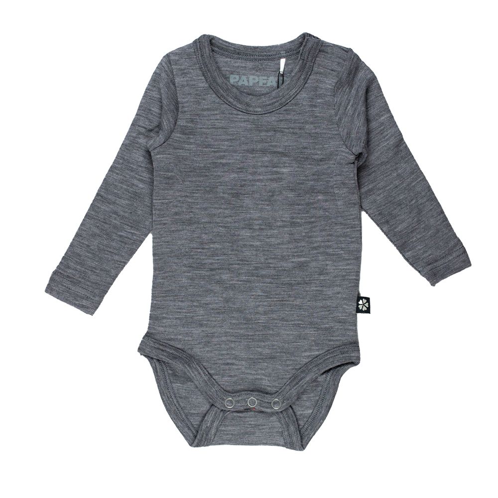 Papfar. Uldbody i grå merinould