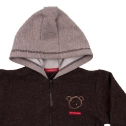 Mimi Couette. Chokobrun fleecejakke i uld, udsnit