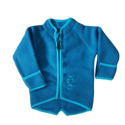 Mikk-Line. Petrolblå Baby uld fleece jakke
