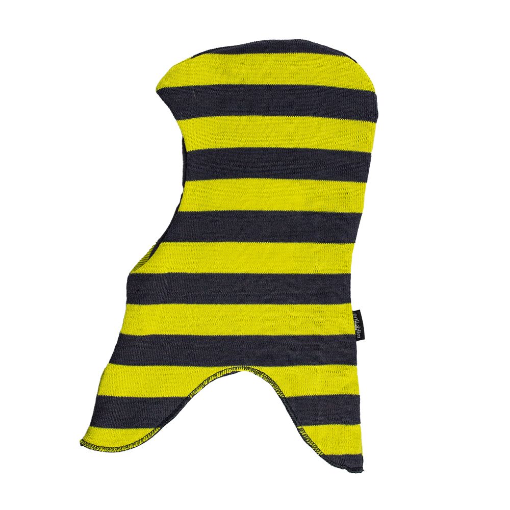 Mikk-Line. Bredstribet elefanthue i lime og koksgrå