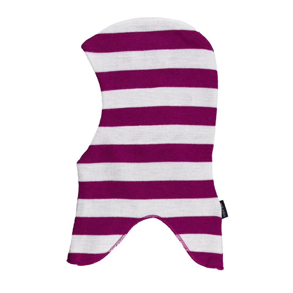 Mikk-Line. Bredstribet elefanthue i vinrød og råhvid