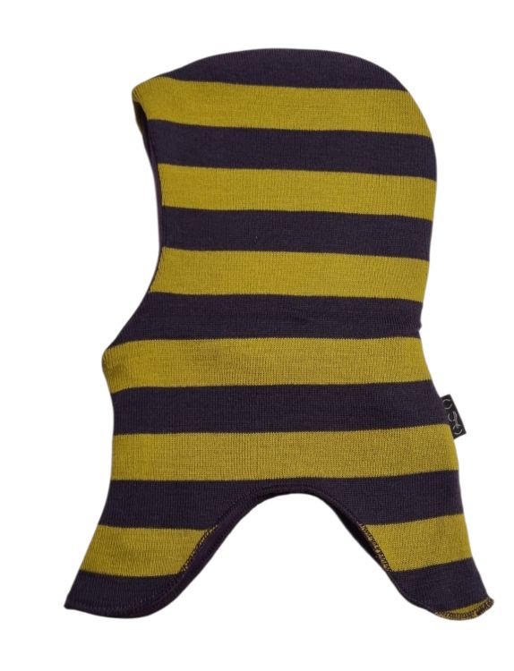 Mikk-Line. Bredstribet elefanthue i lime og lilla