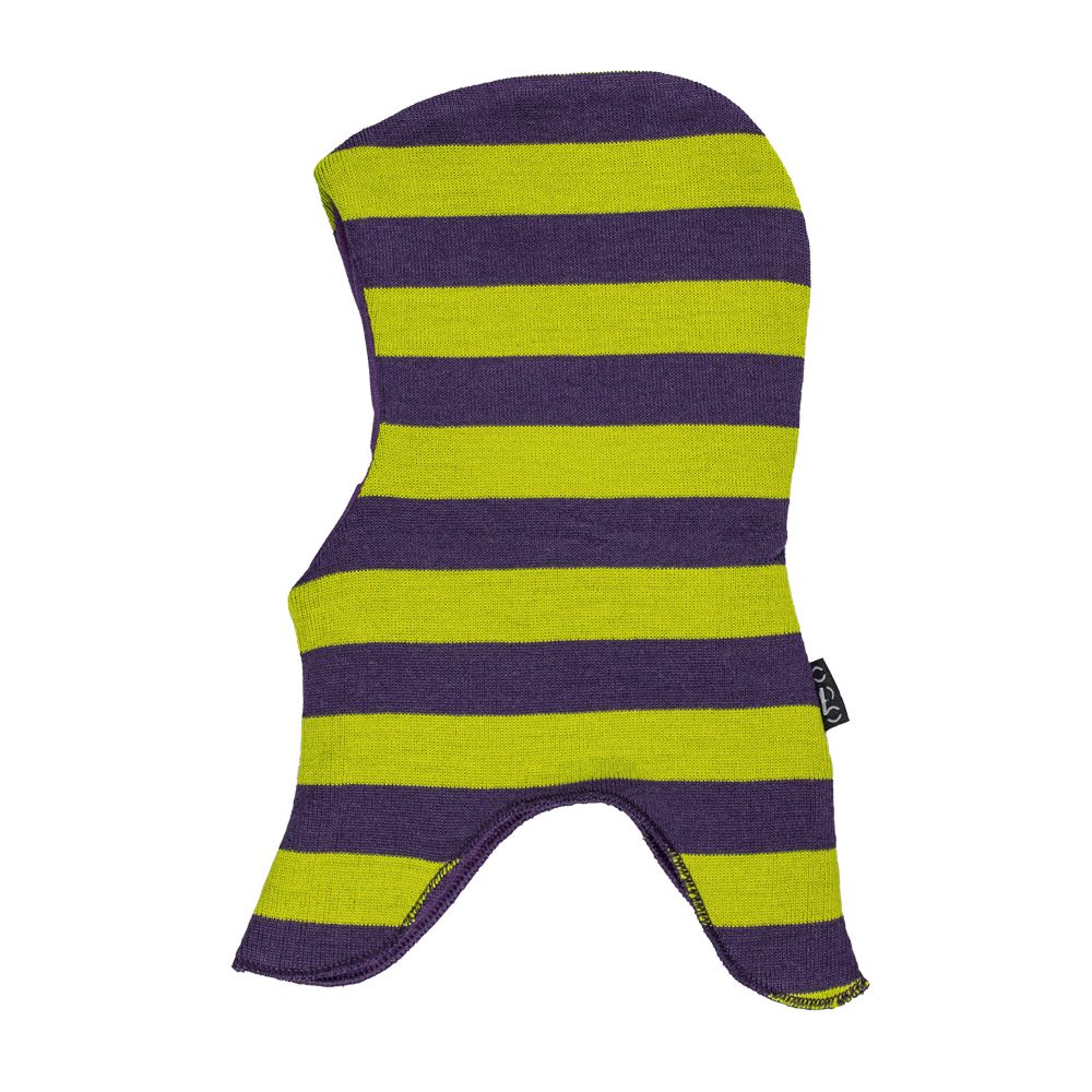 Mikk-Line. Bredstribet elefanthue i lime og lilla