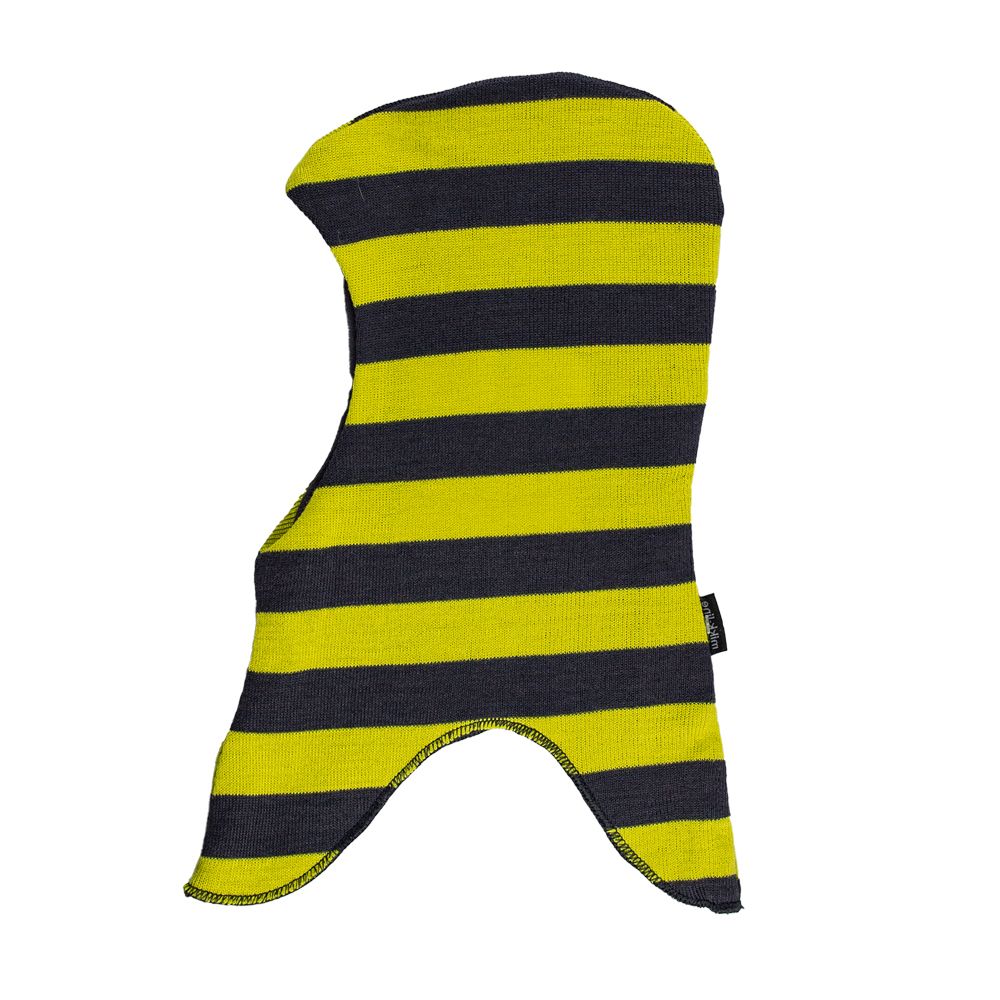 Mikk-Line. Bredstribet elefanthue i lime og koksgrå