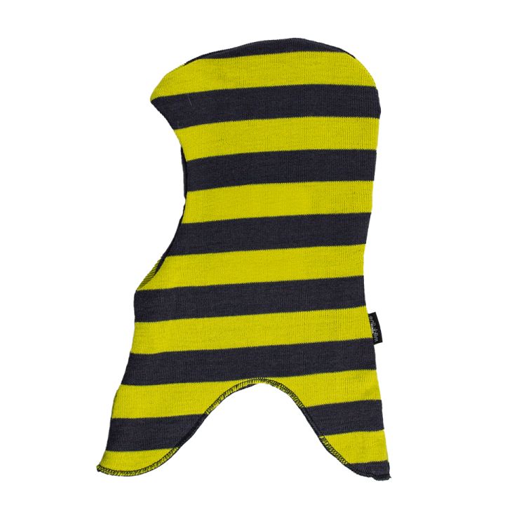 Mikk-Line. Bredstribet elefanthue i lime og koksgrå