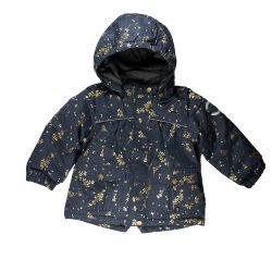 Mikk-Line. Marineblå vinterjakke med guldprint