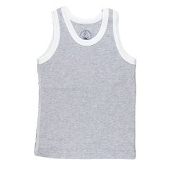 Petit Bateau. Gråmeleret Drenge undertrøje med hvide kanter