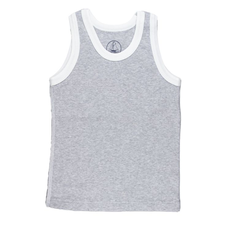 Petit Bateau. Gråmeleret Drenge undertrøje med hvide kanter