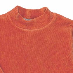 YCC. Velour pigebluse i orange, udsnit