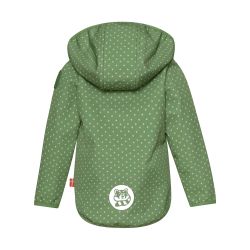 Racoon Outdoor. Softshell jakke til småbørn - Grøn. Bagside med hætte