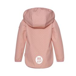 Racoon Outdoor. Softshell jakke til småbørn - Rosa. Bagside med hætte