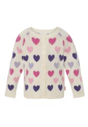 Racoon Outdoor strik cardigan Maya - Råhvid med hjerter - Forside