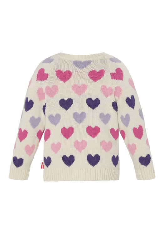 Racoon Outdoor strik cardigan Maya - Råhvid med hjerter - Ryg
