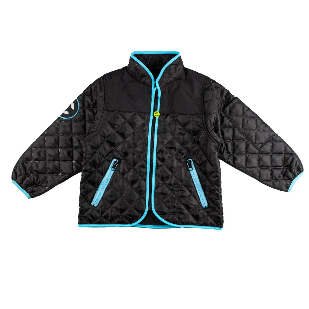 Mikk-Line Termojakke. Sort med turkise detaljer - Front 