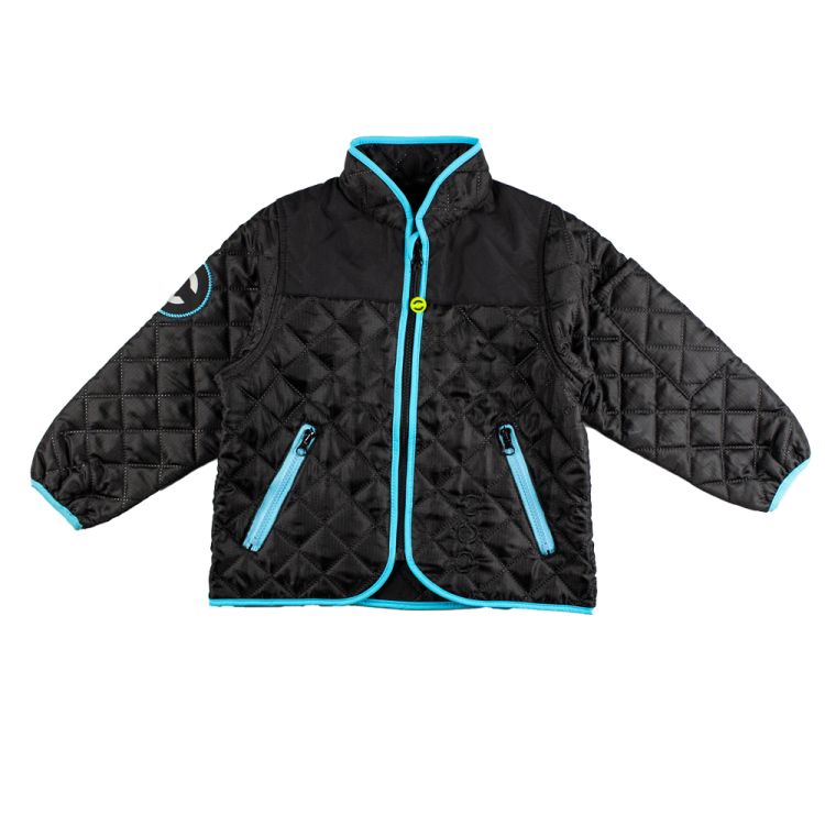 Mikk-Line Termojakke. Sort med turkise detaljer - Front 